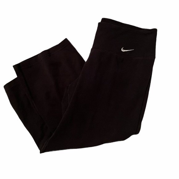 NIKE crop leggings womens black dri fit cropped wide leg legging small - Picture 1 of 3